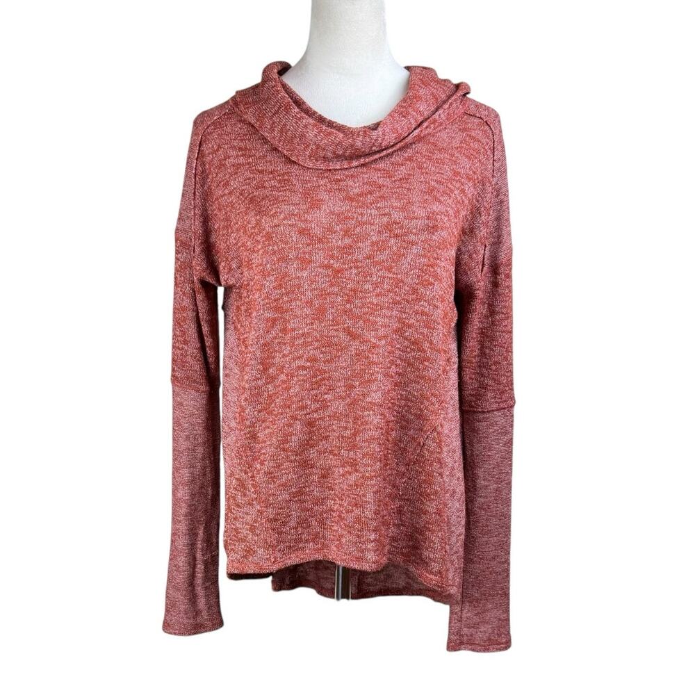 We The Free People Rust Orange Cowl Neck Long Sleeve Hi-Low Tunic Sweater